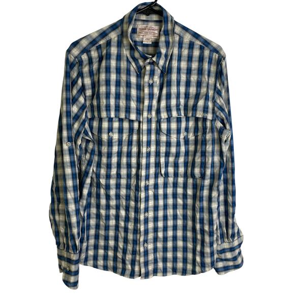 CC Filson Fishing Shirt Mens Small Check Long Sleeve Button Up Vent Lightweight - Picture 1 of 10